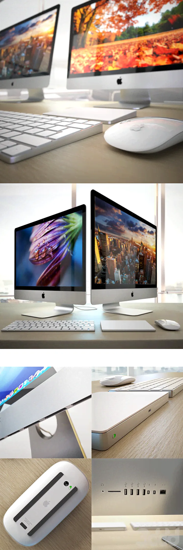Apple iMac 2015 4k 5k RETINA with Accessories - Компьютеры, электроника - 3D модель-2