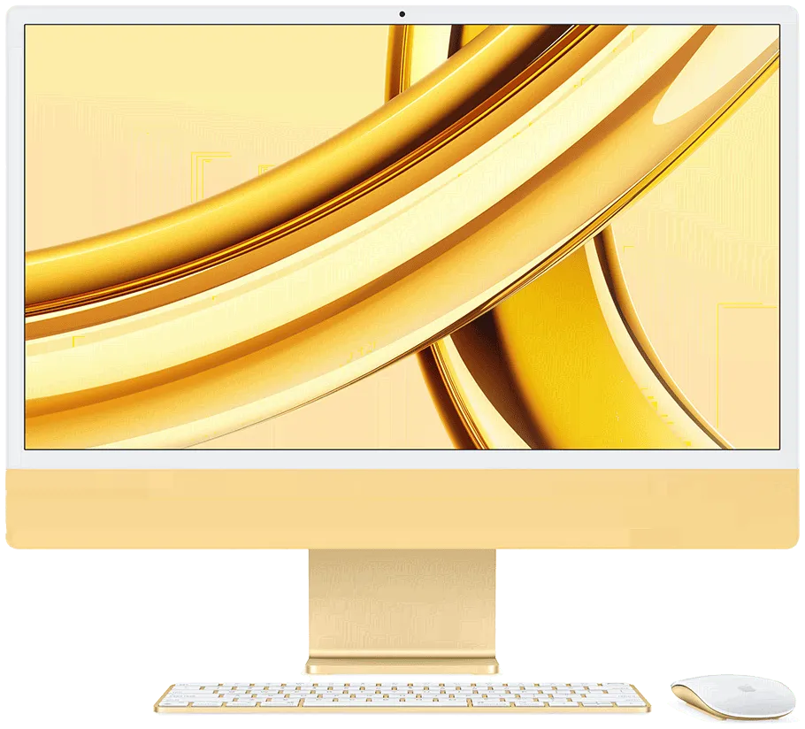 Apple iMac 24" Retina 4.5K (2023) M3, 8-Core, 8 ГБ, 512 ГБ SSD, 10-Core GPU, A2439, русская раскладка, жёлтый-1