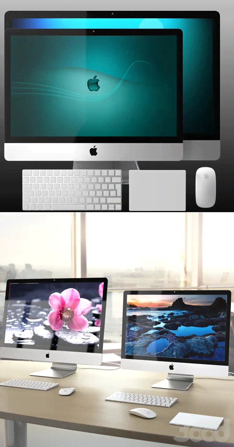 Apple iMac 2015 4k 5k RETINA with Accessories - Компьютеры, электроника - 3D модель-0