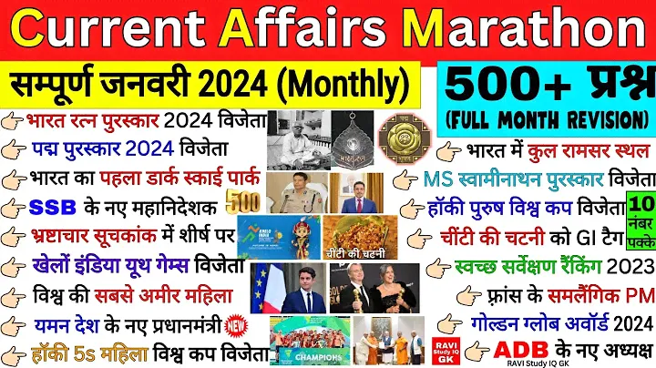 Current Affairs 2024 January Marathon | Jan 2024 Monthly Current Affairs | Current Affairs 2024 Full